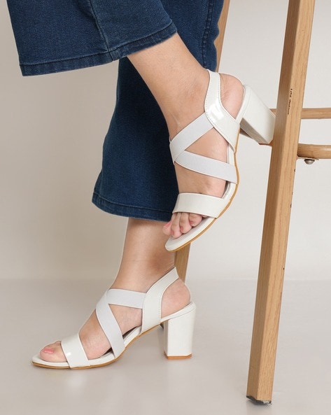 Buy White Heeled Sandals for Women by Fabbhue Online