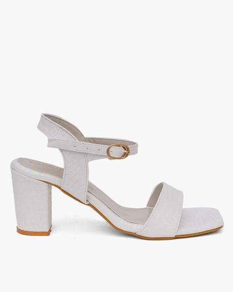 Buy White Heeled Sandals for Women by Fabbhue Online