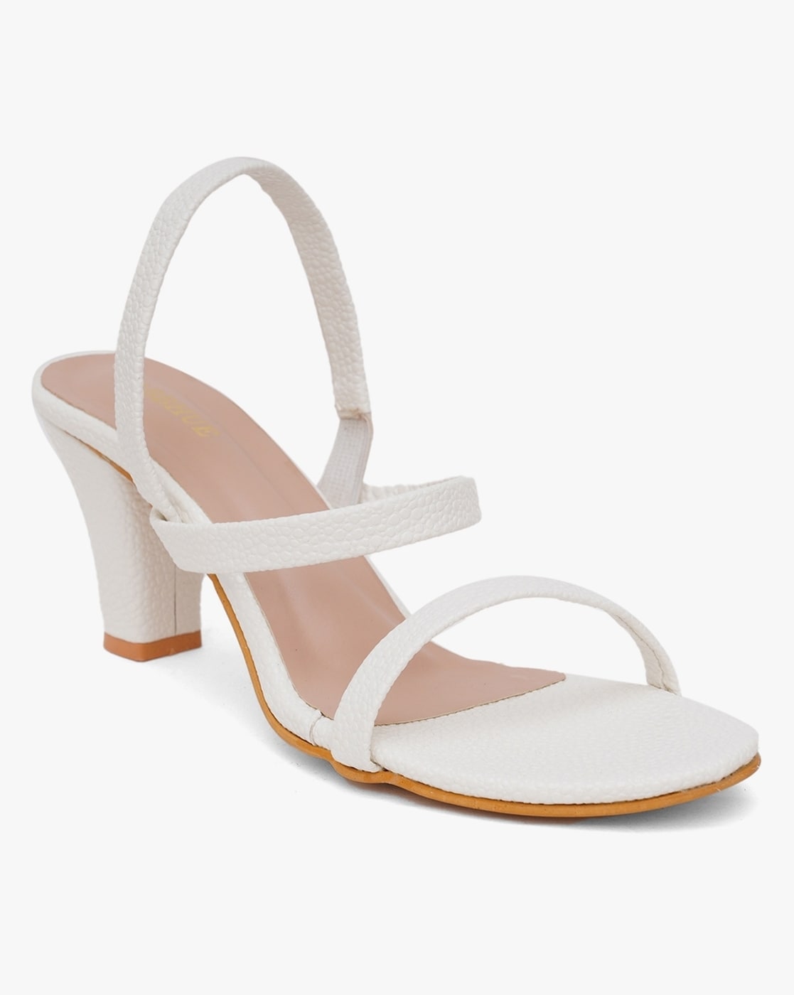 Harriet Wilde Empire Ivory Leather Mid Heel Square Toe Strappy Sandals