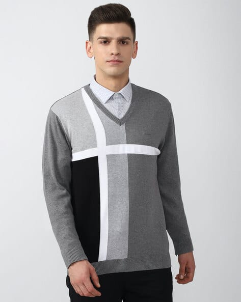 Colourblock V-Neck Pullover