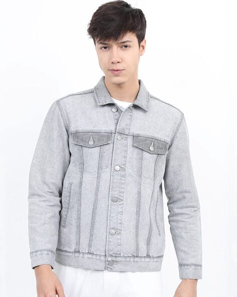 Jack & Jones Grey Regular Fit Denim Jacket