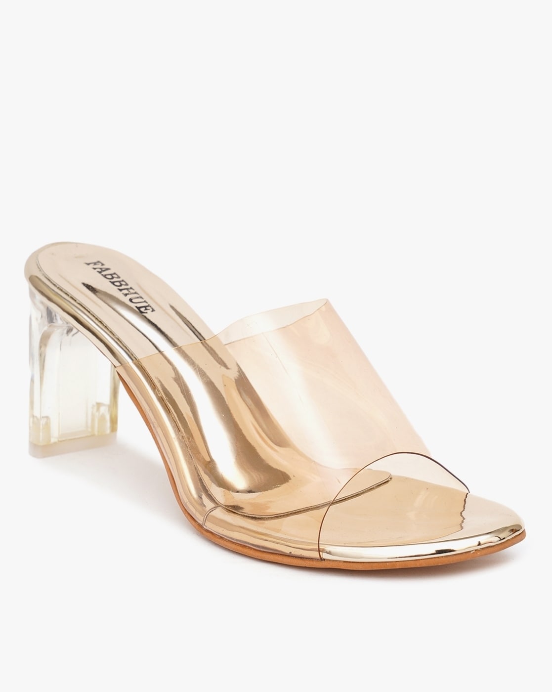 Clear gold block on sale heels