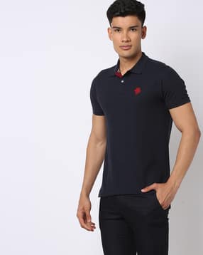 Regular Fit Cotton Polo T-Shirt with Logo Embroidery