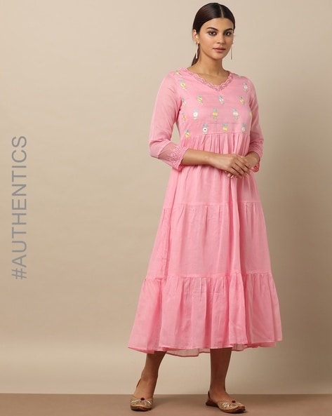 Buy Ordinaree Barbie Pink Designer Long Dress For Women Online
