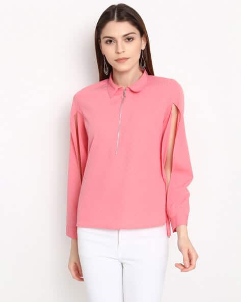 Half-Zip Top with Spread Collar