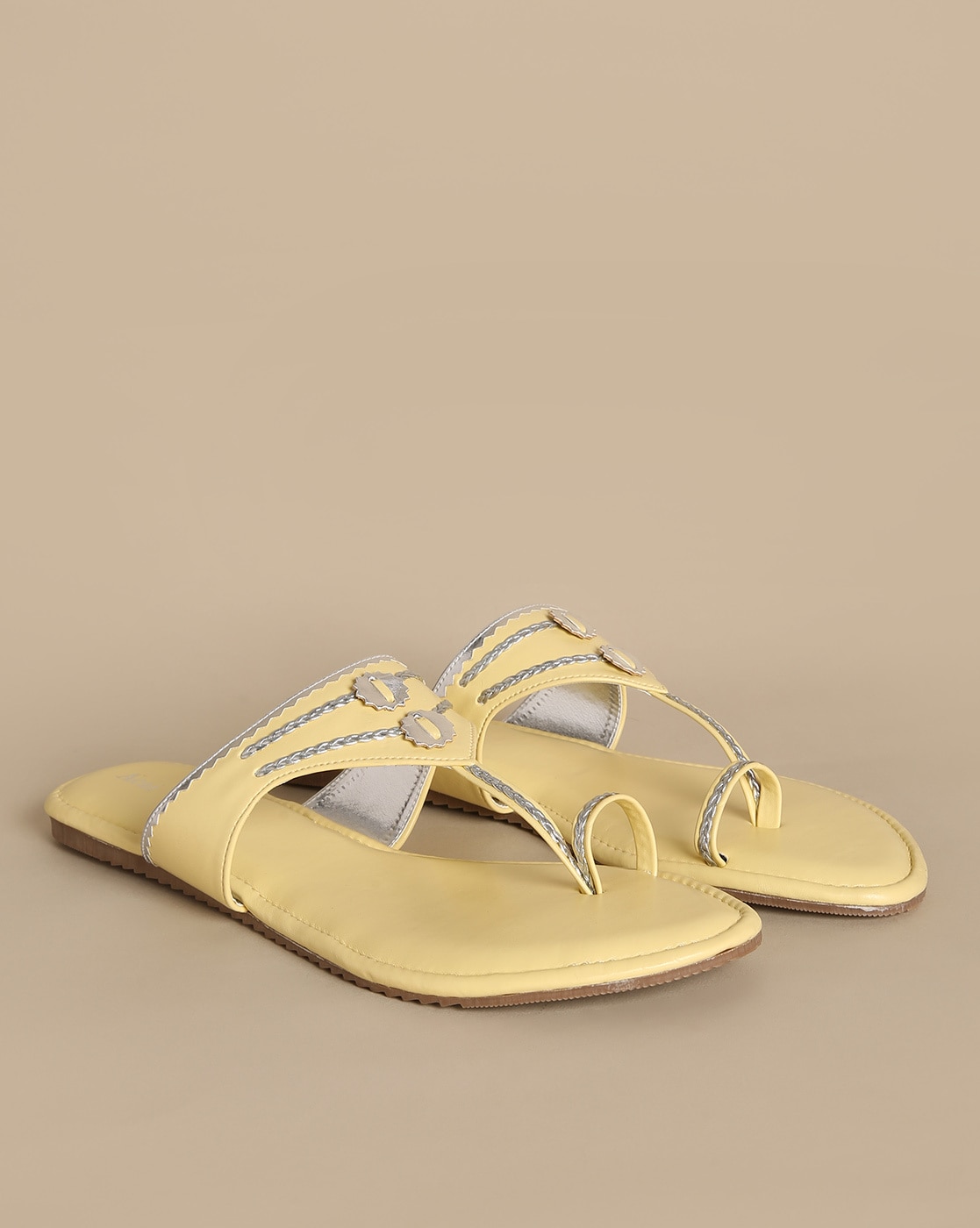 Buy Lemon Yellow Flat Sandals for Women by Acai Online Ajio