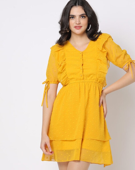 Buy Mustard Yellow Dresses for Women by RIO Online