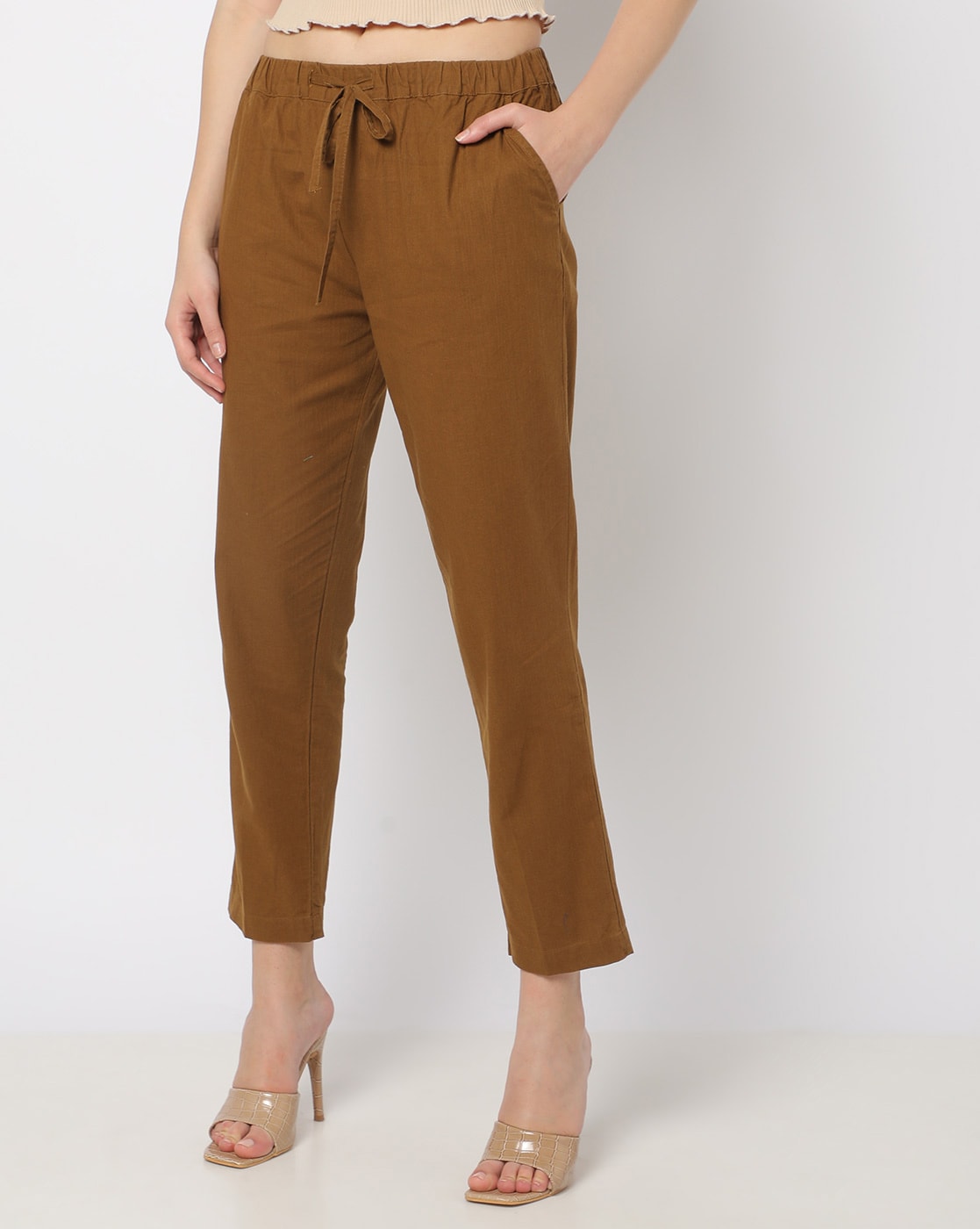 brown ankle length pants