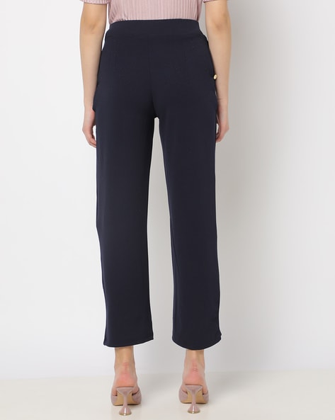 Loft Pull On Straight Pants In Ponte Navy Blue