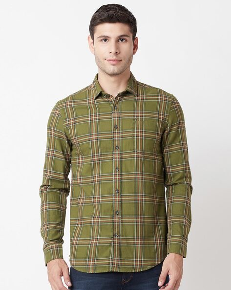 Buy Olive Green Shirts for Men by BLUE BUDDHA Online 