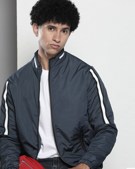 Satin Bomber Jacket in Pitch Black