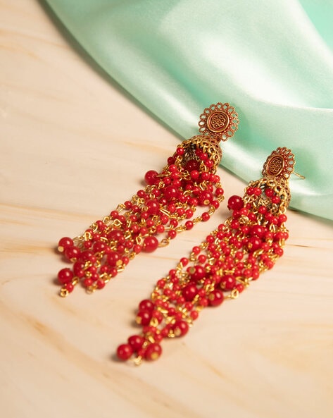 Red and Maroon color Metal Alloy metal Earrings : 1767021