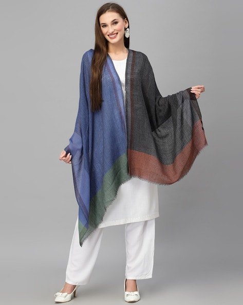 Colourblock Shawl with Fringes Price in India
