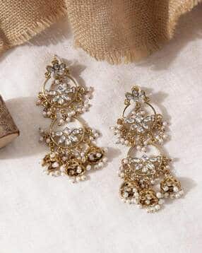 fida Stone Studded Pearl Drop Chandbalis-picture-15