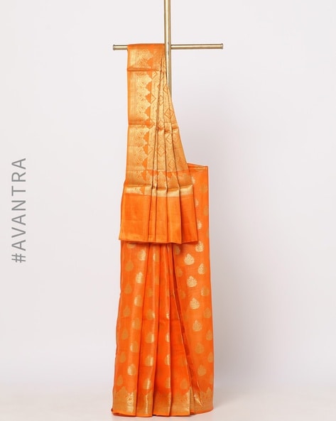 Banarasi Tussar Silk Saree in Mustard Yellow Color with Gray Border an –  Shobitam