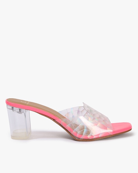 Pink clear outlet block heels