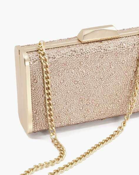 Rose Gold Diamante Clutch Bag