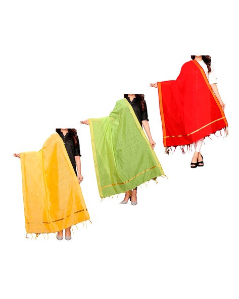 Pack of 3 Dupattas with Tassels Price in India