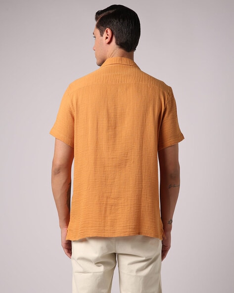 Light Orange Notch Collar Shirt