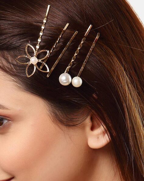 Buy Peachpink Set of 8 Stylish Korean style metal Hair clips for women and  girls Pearls marble type alligator clamps bobbypins barrettes hair pins  Headdress Hair accessories Colour Pink Online at Low