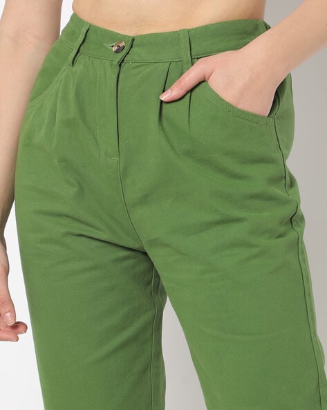 LIMITED COLLECTION Plus Size Forest Green Split Hem Stretch Tapered Trousers   Yours Clothing