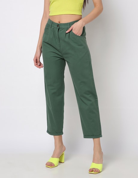 High-Rise Pleat-Front Trousers with Insert Pockets