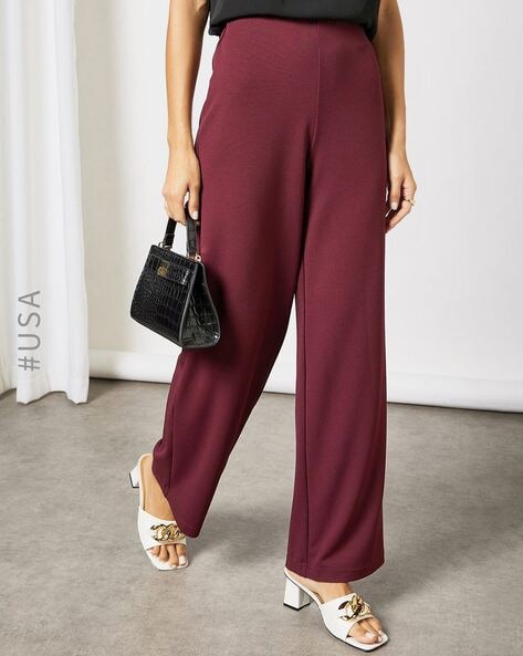 Palazzo Pants for Women Wide Leg Plus Size Solid Trousers Fashion Ruffle  Elastic High Waisted Bottoms with Pockets - Walmart.com