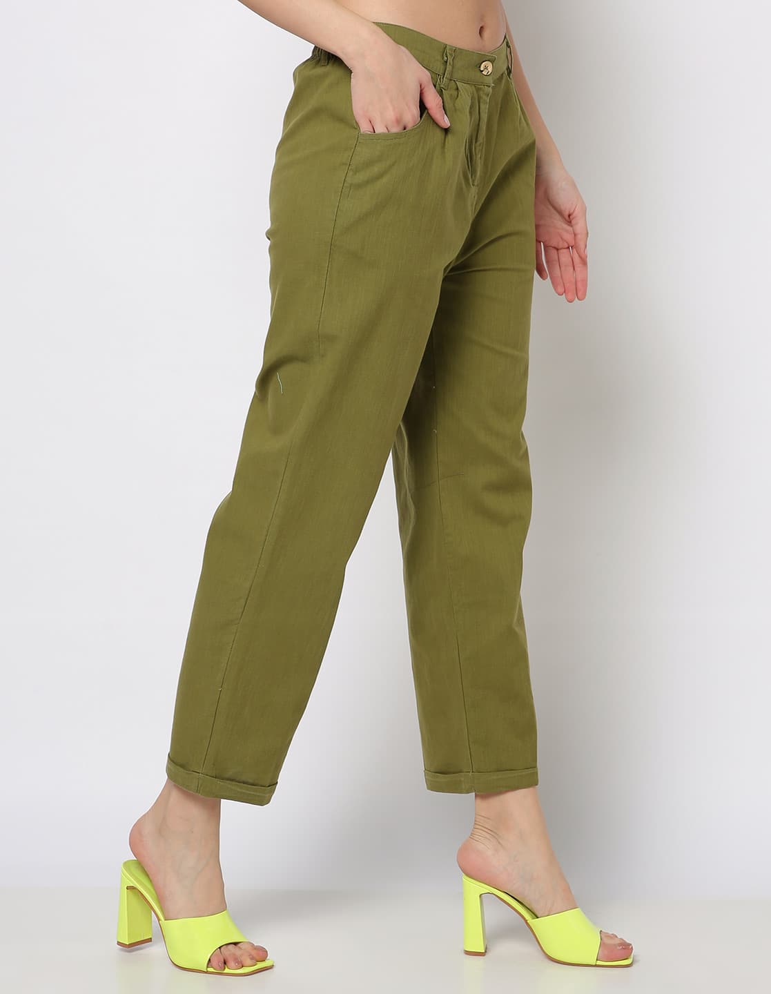 FREE WOMEN TROUSERS PANTS, GREEN, 26