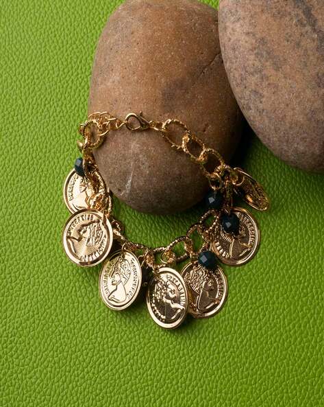 Handcast Gold Coin Charm Bracelet. - Dovetails llc
