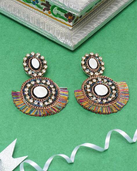 Black-Plated Black Rhinestone Studded Circular Earrings – DIVAWALK | Online  Shopping for Designer Jewellery, Clothing, Handbags in India