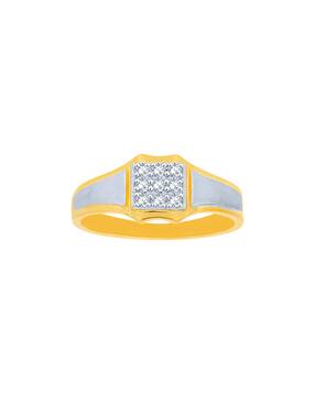 yellow gold stone-studded band ring