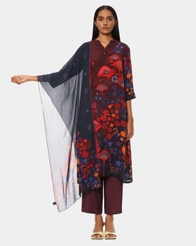 satya paul The Georgette Night Out Print Stole-picture-12
