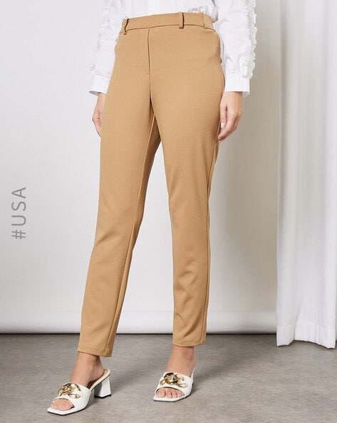 Women Light Beige Chinos Trousers