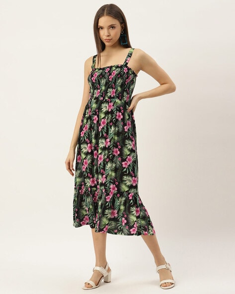 Buy Wisstler Floral Print A-Line Dress | AJIO