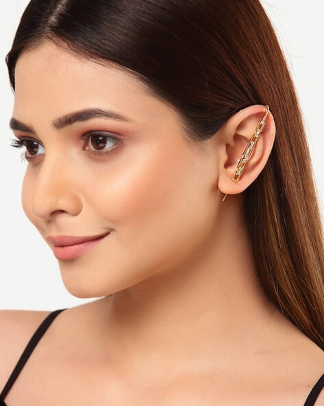 Lotus Layered Diamond Ear Cuffs| Shimmering Cuff Earrings | CaratLane