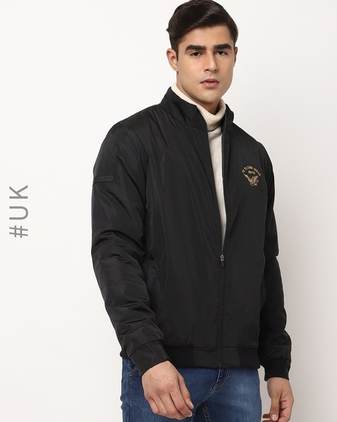 Buy Campus Sutra Men's Grey Zip-Front Jacket With Fleece Detail For Casual  Wear | High Neck | Long Sleeve | Zipper Closure | Suede Jacket Crafted With  Comfort Fit For Regular Wear