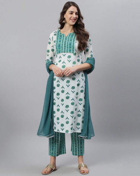 Buy Blue Kurta Suit Sets for Women by PINK FORT Online | Ajio.com