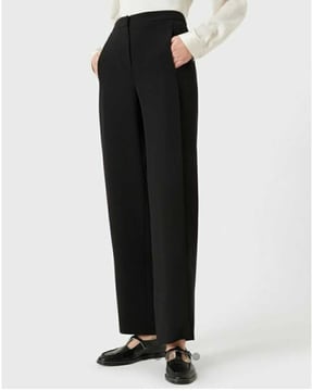 Broadstar High Rise Wide Leg Trousers For Women (Black, 28)