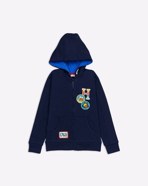 Zip-Front Hoodie with Applique