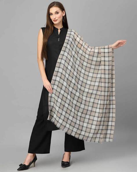 Checked Shawl with Fringes Price in India