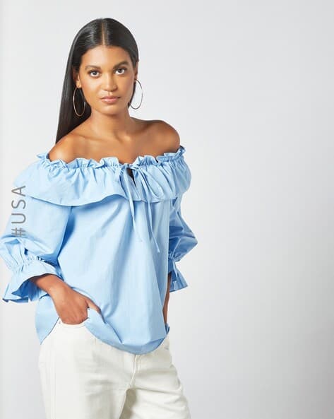 Off-Shoulder Top with Ruffle Accent