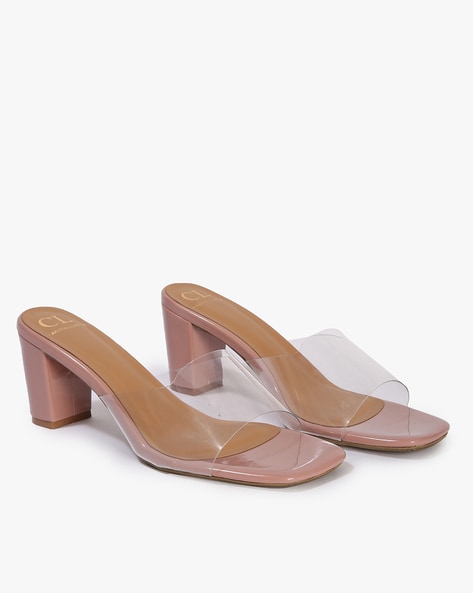 Nude patent sales block heels