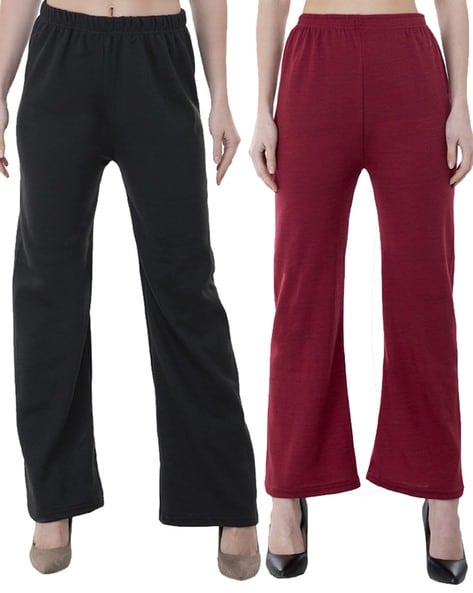 Buy Maroon  Black Trousers  Pants for Women by INDIWEAVES Online  Ajio com