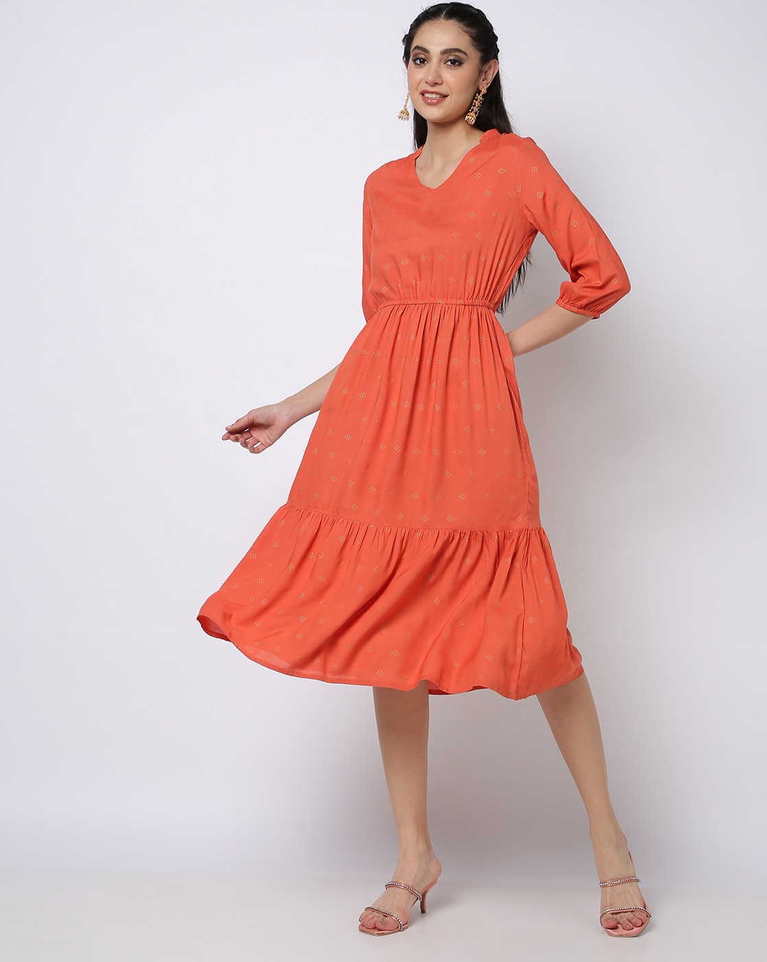 plain coral dress