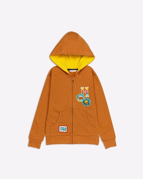 Zip-Front Hoodie with Applique