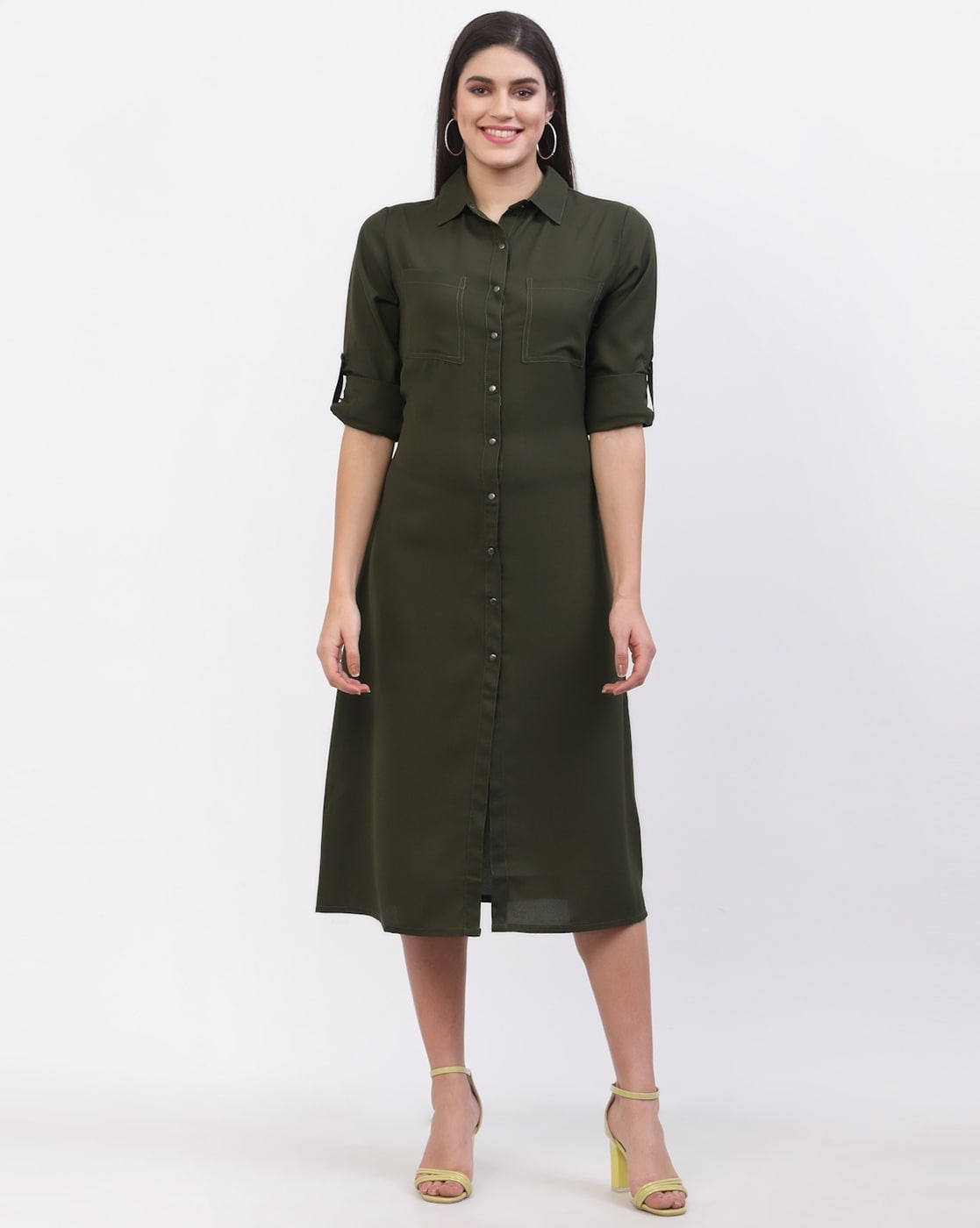 Gabrielle Button Down Midi Dress - Black - Petal & Pup