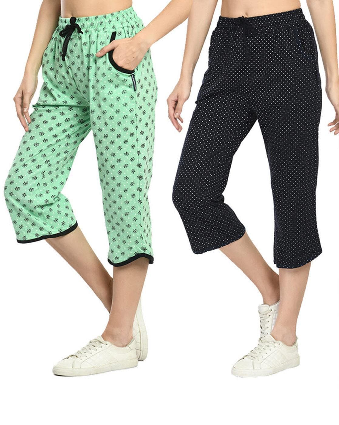 Buy Green & Black Trousers & Pants for Women by INDIWEAVES Online