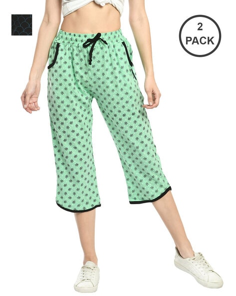 Buy Green & Black Trousers & Pants for Women by INDIWEAVES Online