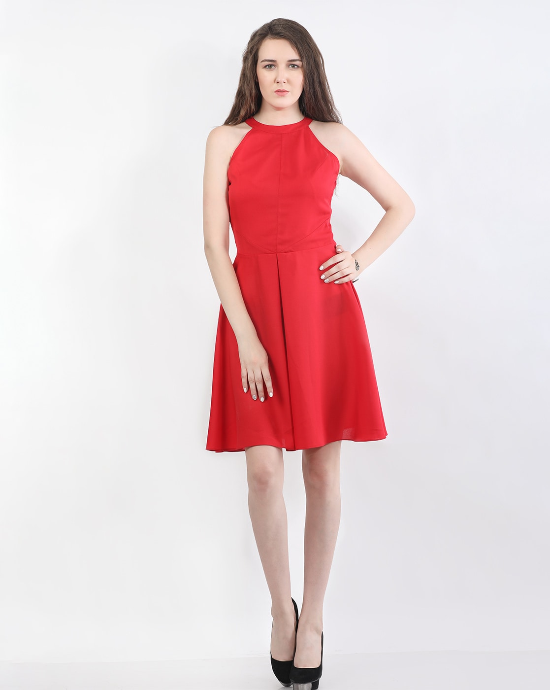 VKEKIEO Semi Formal Dresses For Women Evening Gown Off-the-Shoulder  Sleeveless Solid Red L - Walmart.com