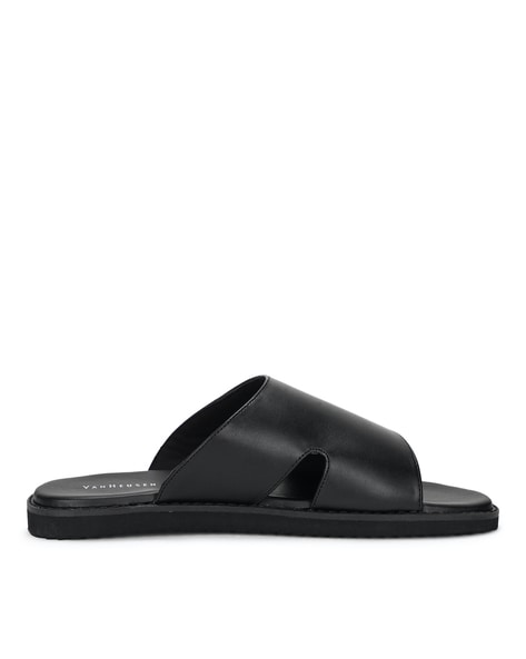 Leather best sale sliders mens